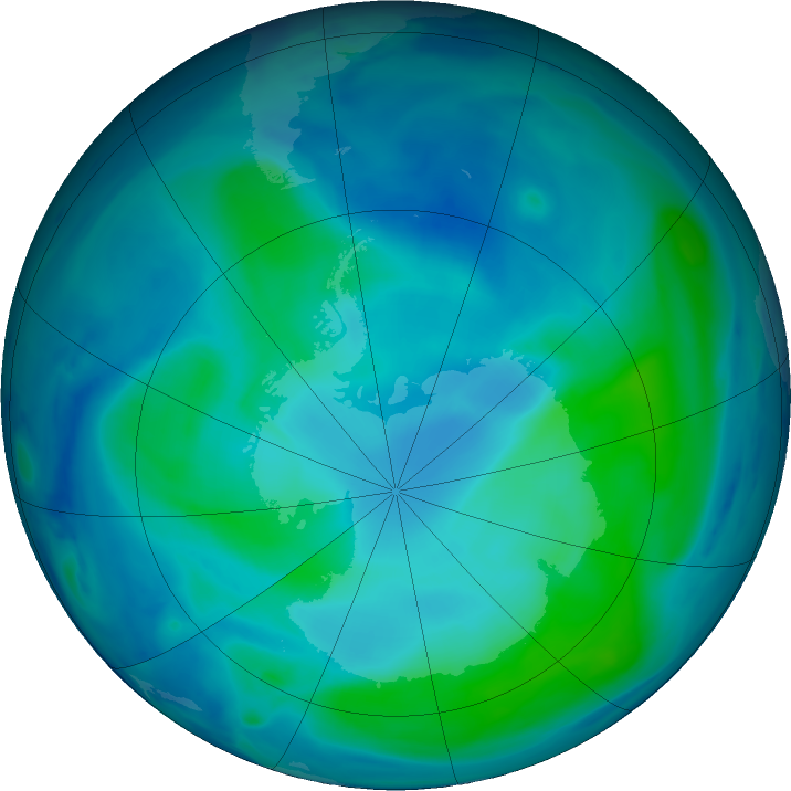 Antarctic ozone map for 13 February 2021